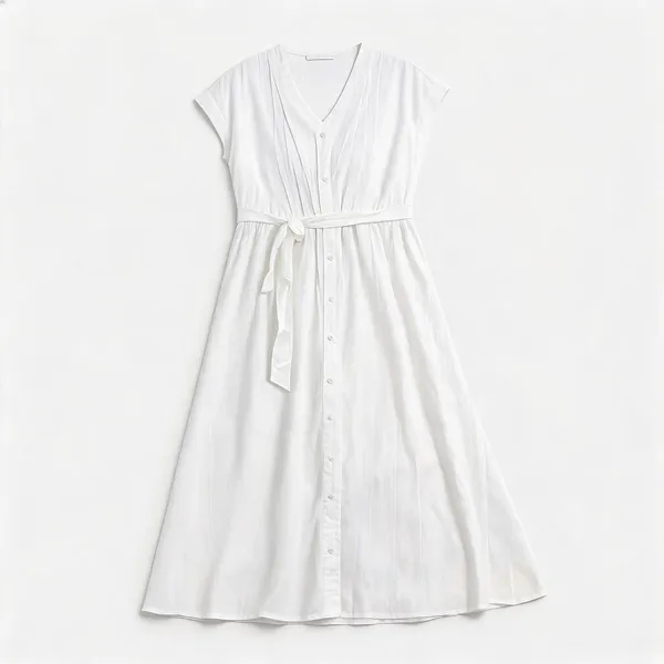 White_Rayon_Flattering_Fit_Casual_Dress_For_Women