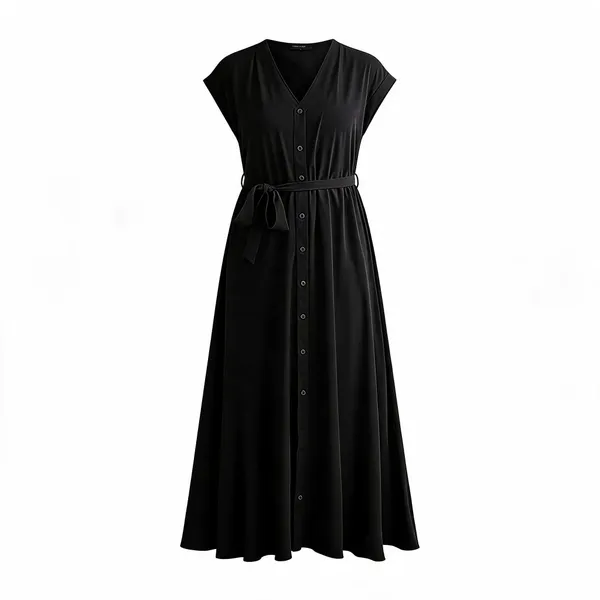 Black_Rayon_Flattering_Fit_Casual_Dress_For_Women
