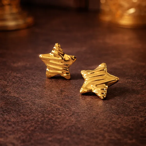 Sculpted_Star_Gold_Stud_Earrings_Default_Title