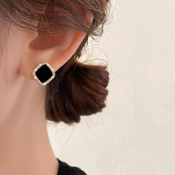 Noir_Radiance_Square_Korean_Stud_Earrings_Default_Title