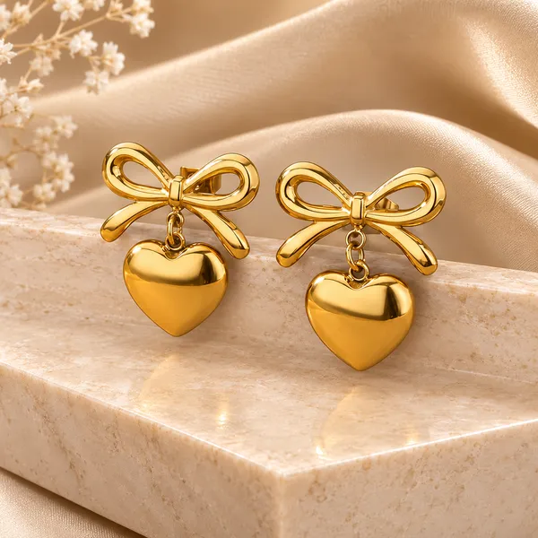 Bow_Heart_Gold_Earrings_Default_Title