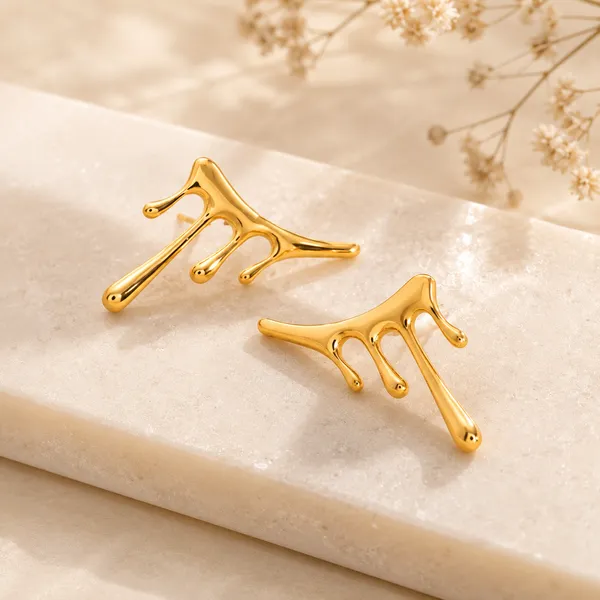 Molten_Drip_Gold_Ear_Cuff_Stud_Earrings_Default_Title