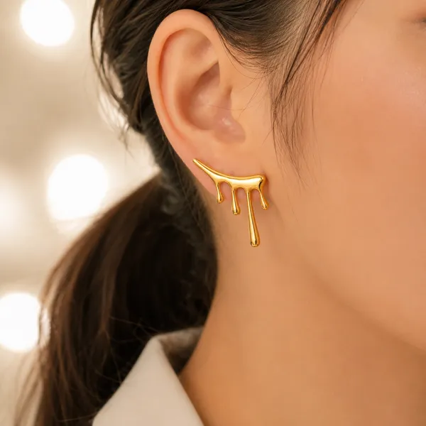 Molten_Drip_Gold_Ear_Cuff_Stud_Earrings_Default_Title