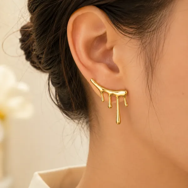 Molten_Drip_Gold_Ear_Cuff_Stud_Earrings_Default_Title