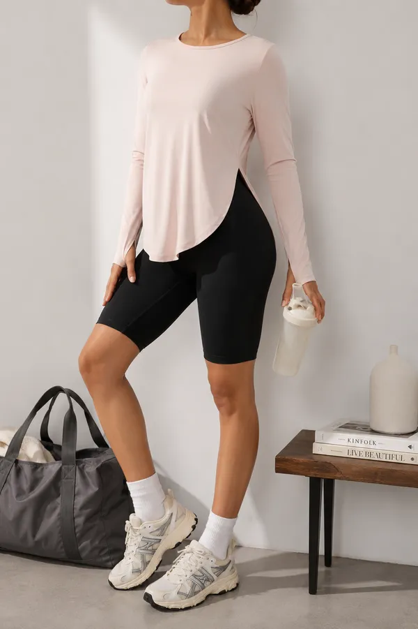 Pink_Long_Sleeve_Curved_Hem_Sports_Top_for_Women