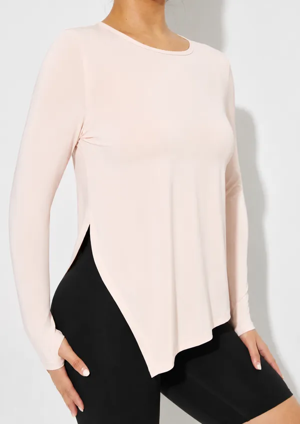 Pink_Long_Sleeve_Curved_Hem_Sports_Top_for_Women