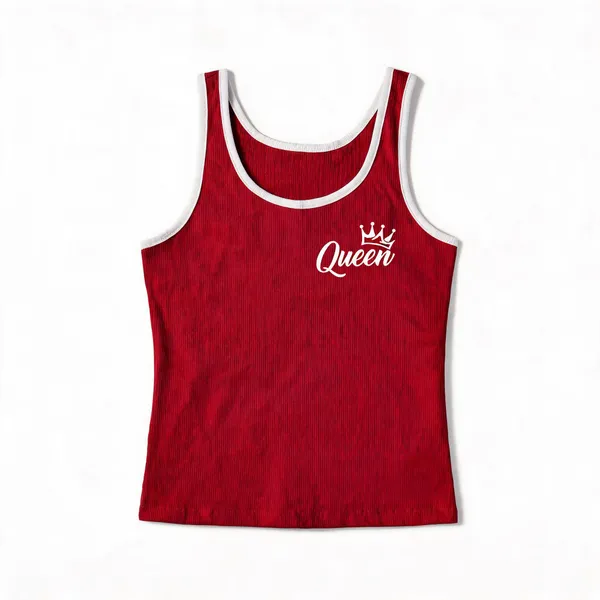 Red_Rib_Fitted_Sleeveless_Tank_Top_For_Women