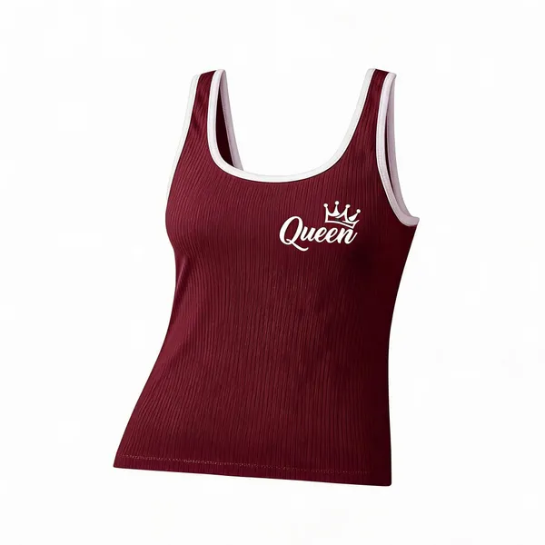 Maroon_Rib_Fitted_Sleeveless_Tank_Top_For_Women
