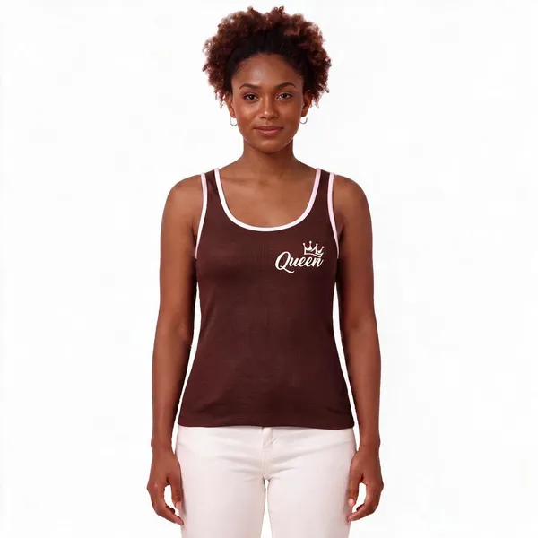 Brown_Rib_Fitted_Sleeveless_Tank_Top_For_Women
