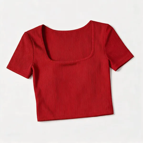 Red_Rib_Fitted_Square_Neck_Crop_Top_For_Women