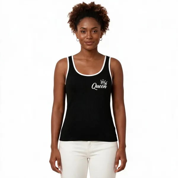 Black_Rib_Sleeveless_Contrast_Print_Tank_Top_For_Women