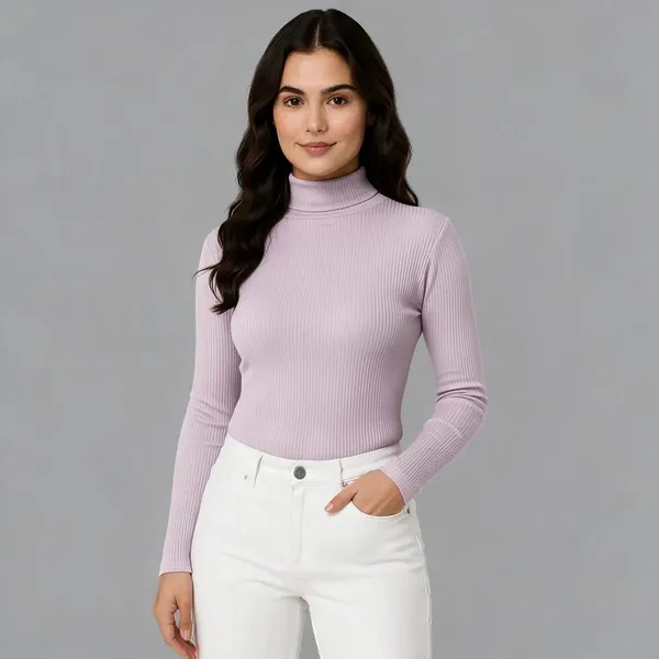 Lavender_Rib_Slim_Fit_High_Neck_Top_For_Women