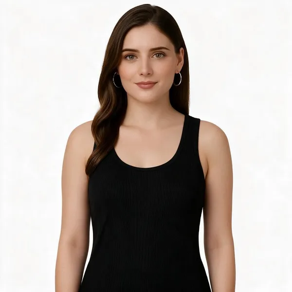 Black_Rib_Sleeveless_Tank_Top_For_Women
