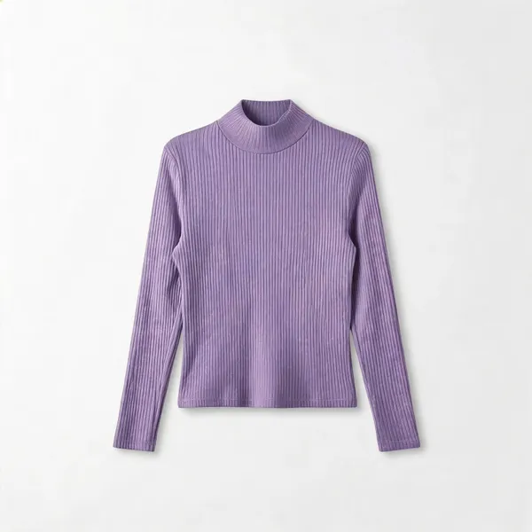 Lavender_Rib_Slim_Fit_High_Neck_Top_For_Women