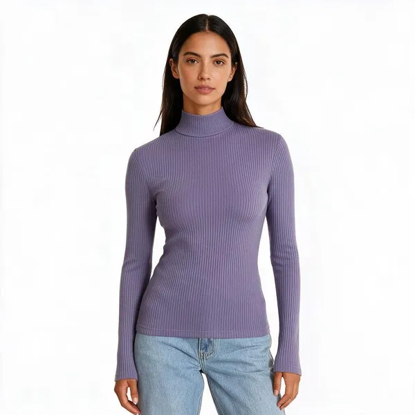 Lavender_Rib_Slim_Fit_High_Neck_Top_For_Women