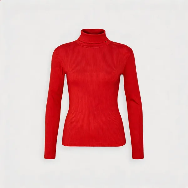 Red_Rib_Slim_Fit_High_Neck_Top_For_Women