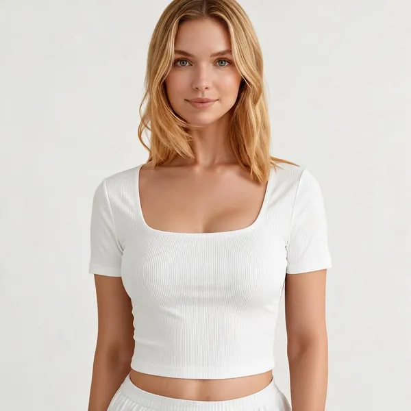 White_Rib_Fitted_Square_Neck_Crop_Top_For_Women