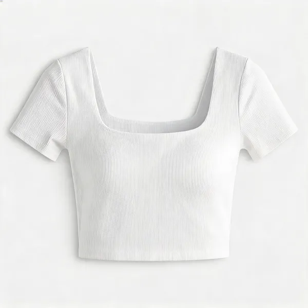 White_Rib_Fitted_Square_Neck_Crop_Top_For_Women
