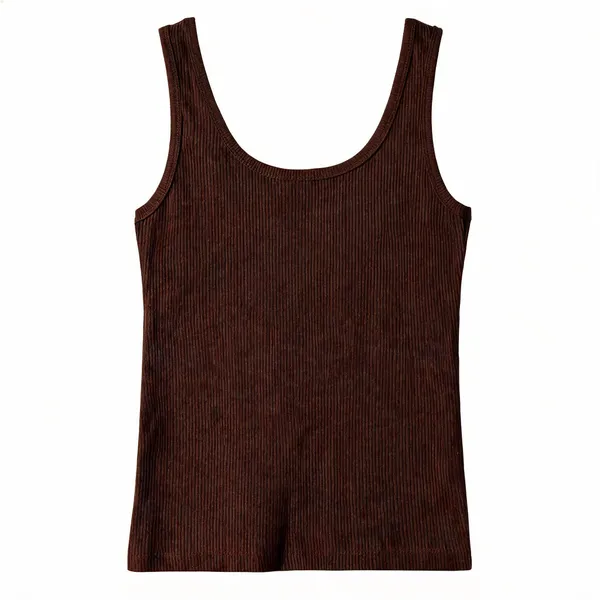 Brown_Rib_Sleeveless_Tank_Top_For_Women