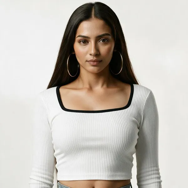 White_Rib_Slim_Fit_Crop_Top_For_Women