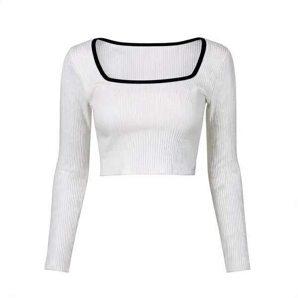 White_Rib_Slim_Fit_Crop_Top_For_Women