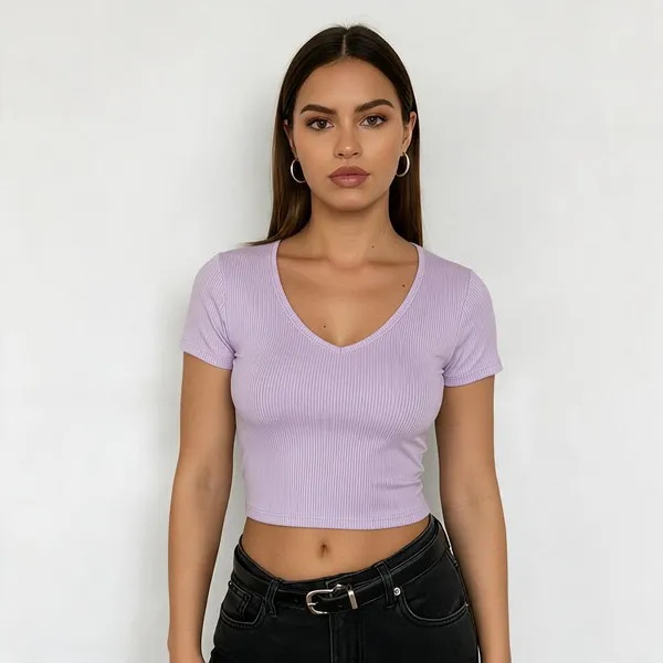 Lavender_Rib_V-Neck_Crop_Top_For_Women