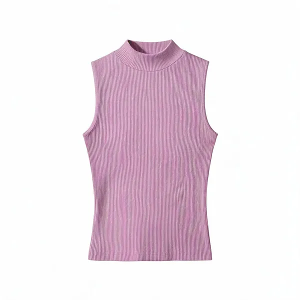 Pink_Rib_Sleeveless_Mock_Neck_Top_For_Women