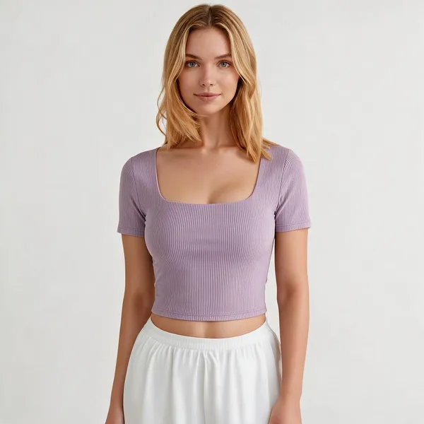 Lavender_Rib_Half_Sleeve_Square_Neck_Crop_Top_For_Women