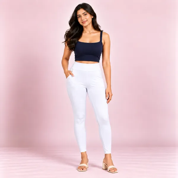 White_Cotton_Lycra_Slim_Fit_Pocket_Leggings_For_Women
