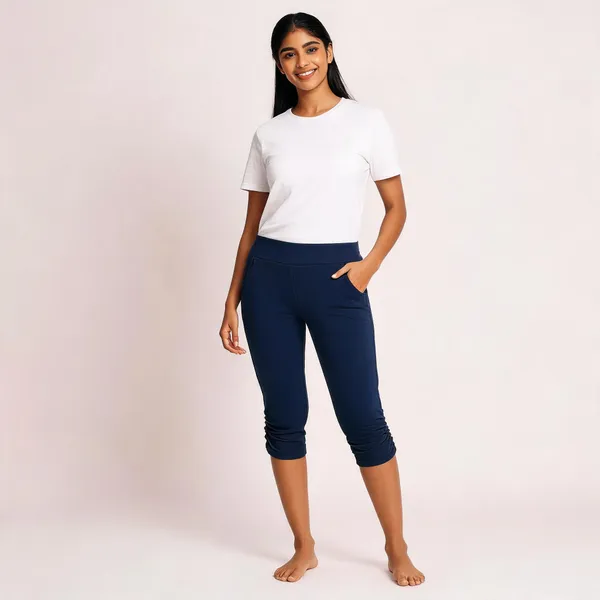 Navy_Cotton_Lycra_Fitted_Capri_Leggings_For_Women