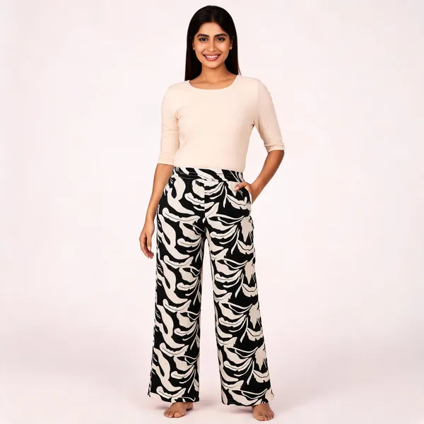Black_Viscose_Rayon_Printed_Wide_Leg_Pants_For_Women