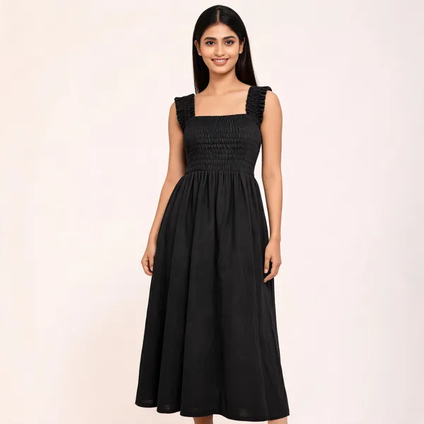 Black_Cotton_Linen_Smocked_Sleeveless_Maxi_Dress_For_Women
