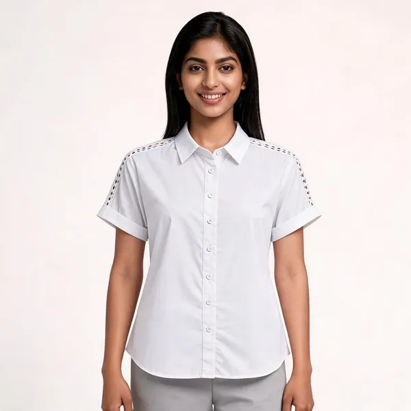 White_Cotton_Short_Sleeve_Poplin_Shirt_For_Women