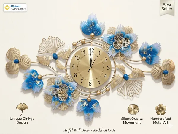 Metal_Art_Floral_Ginkgo_Design_Wall_Clock