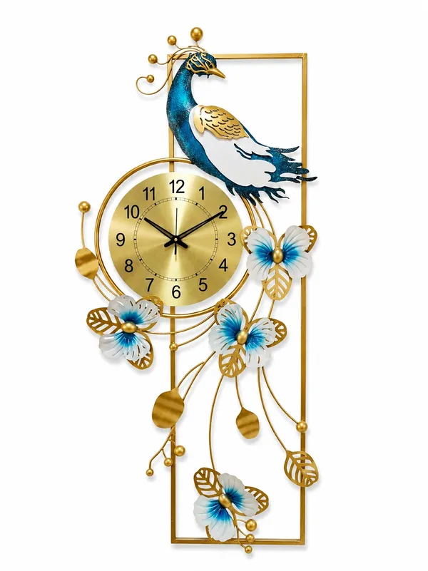Metal_Decorative_Peacock_Floral_Wall_Clock