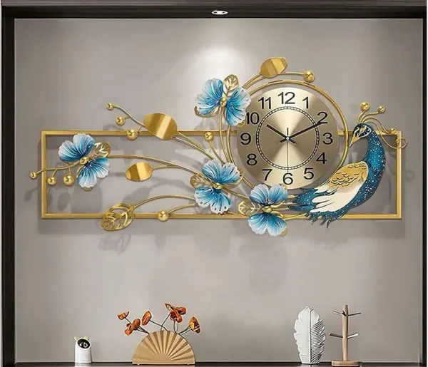 Metal_Decorative_Peacock_Floral_Wall_Clock