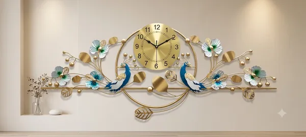 Metal_Decorative_Peacock_Floral_Wall_Clock