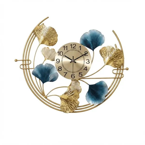 Metal_Botanical_Leaf_Design_Decorative_Wall_Clock