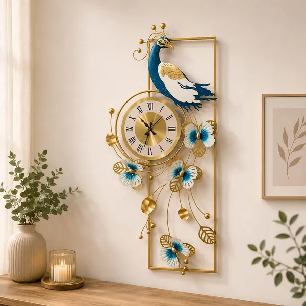 Metal_Decorative_Peacock_Floral_Wall_Clock