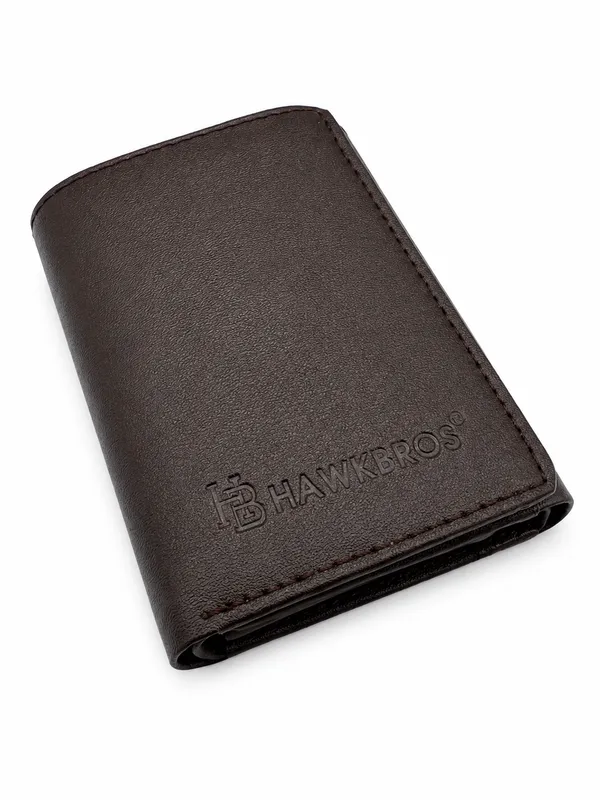Brown_Faux_Leather_Textured_Bifold_Wallet_For_Men