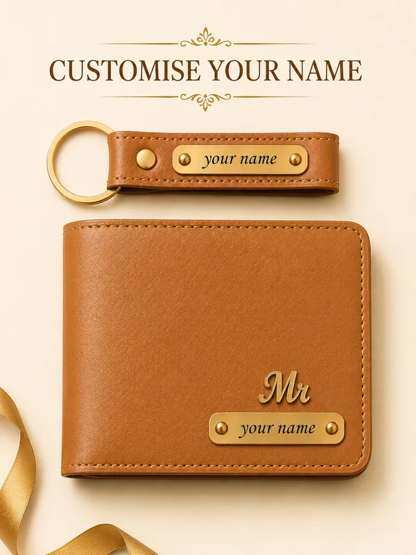 Brown_Faux_Leather_Personalized_Wallet_And_Keychain_Set_For_Men_Pack_Of_2