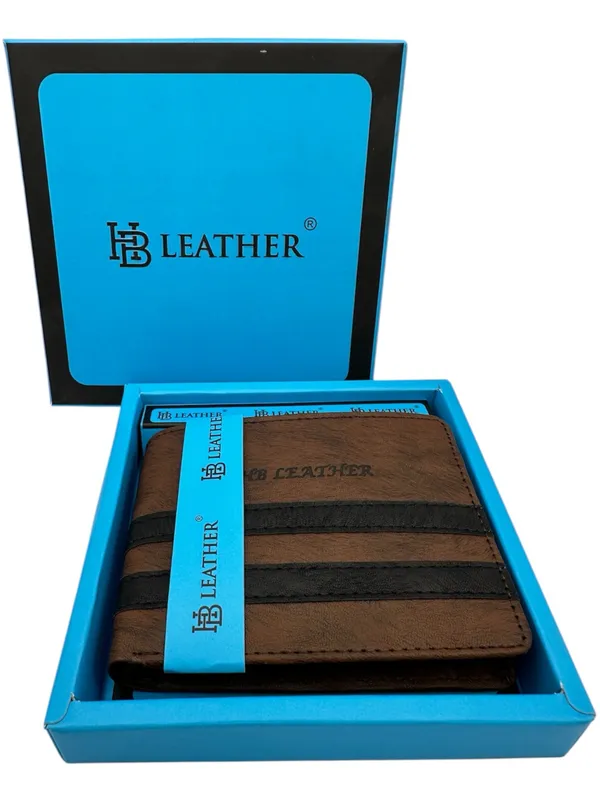 Brown_Faux_Leather_Two-Tone_Bifold_Wallet_For_Men