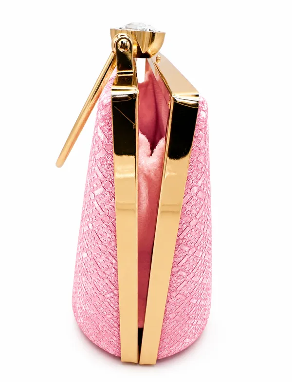 Pink_Faux_Leather_Textured_Box_Clutch_Bag_For_Women
