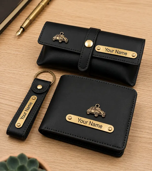 Black_Faux_Leather_Wallet_Keychain_Gift_Set_For_Men_Pack_Of_3