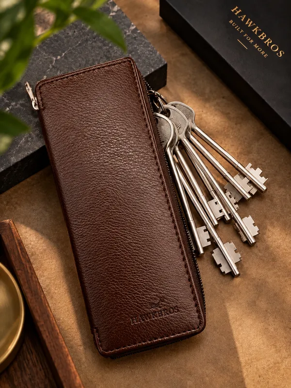 Brown_Faux_Leather_Key_Pouch_For_Unisex