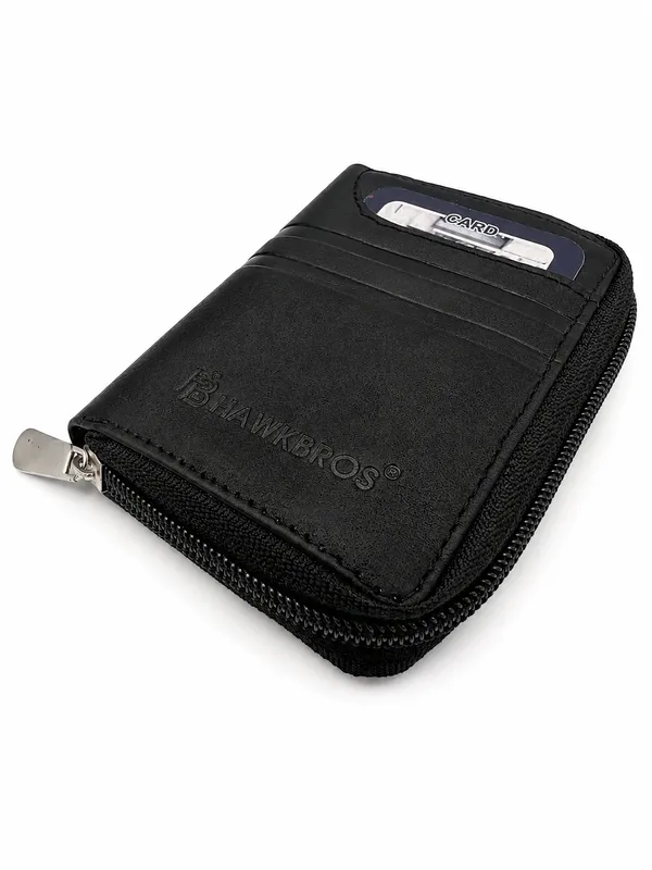Black_Faux_Leather_Textured_Zip_Around_Wallet_For_Men