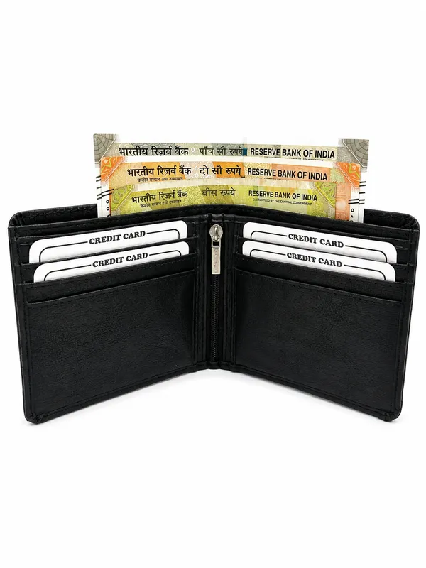 Black_Faux_Leather_Textured_Bifold_Wallet_For_Men