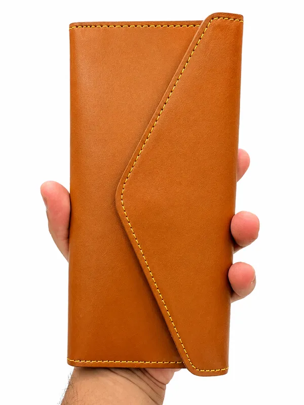 Tan_Faux_Leather_Long_Envelope_Wallet_For_Women