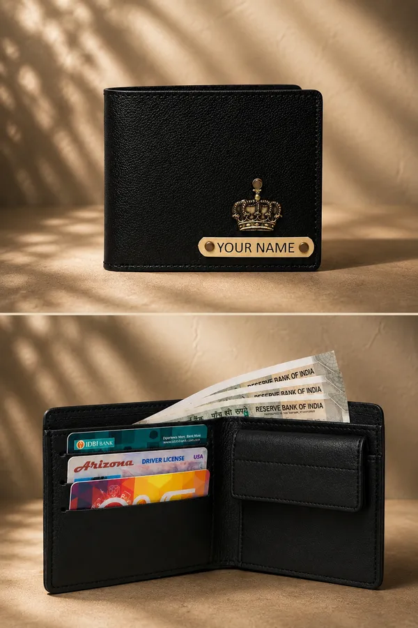 Black_Faux_Leather_Textured_Crown_Wallet_For_Men