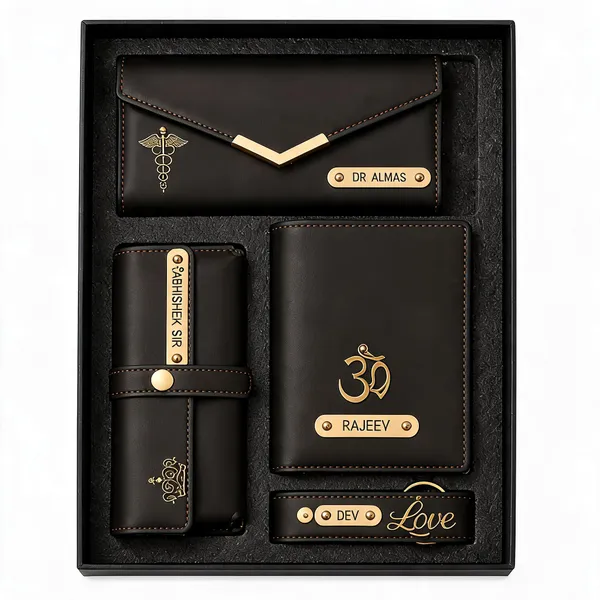 Black_Faux_Leather_Personalized_Wallet_Gift_Set_For_Men_Pack_Of_4